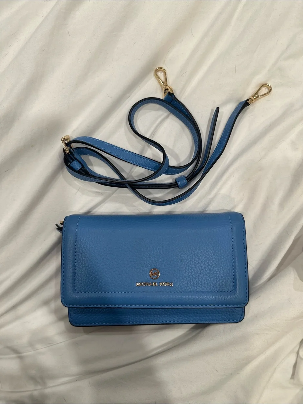 Michael Kors Bright Blue Pebbled Leather Continental Wallet NWOT